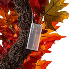 CozyNest Decor 24-inch pre-lit fall wreath with maple leaves, LED lights, and timer for front door autumn and holiday decor.