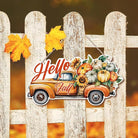 Hello Fall wooden hanging truck decoration, rustic autumn sign by CozyNest Decor, perfect for Thanksgiving home interior and exterior decor