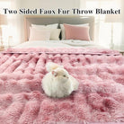 CozyNest Decor faux fur throw blanket with plush, fluffy, reversible ombre design for couch or bed, double-sided ultra-soft minky texture.