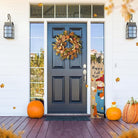 CozyNest Decor 24-inch artificial fall pumpkin leaf floral wreath for autumn and Thanksgiving door decoration.