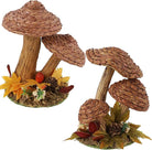 Handmade woven mushroom figurines from Winemana 2-pack, rustic farmhouse decor for autumn tables, shelves, and Thanksgiving.