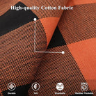 CozyNest Decor fall orange and black Buffalo plaid throw pillow covers, 18x18 inches, with stitched edges for farmhouse autumn decor.