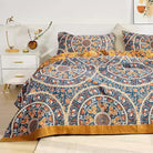 CozyNest Decor boho muslin blanket for adults, 80x90 inches, soft 4-layer cotton summer blanket with circle geometric design for sofa or bed