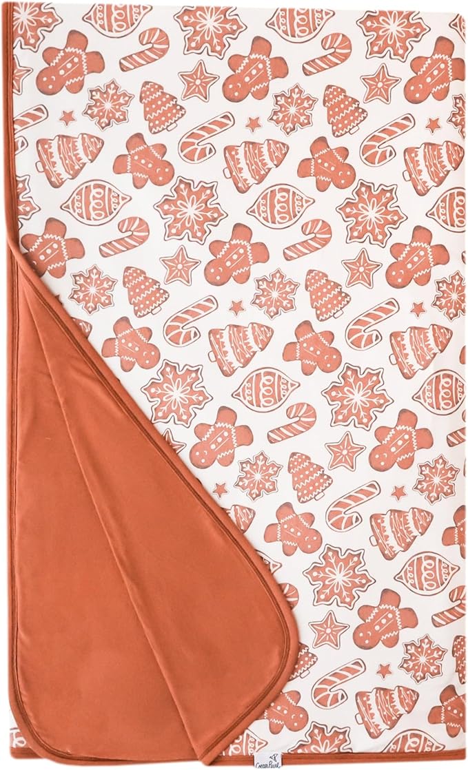 CozyNest Decor Copper Pearl Jumbo Knit Throw Blanket in gingerbread color, showing its soft, chunky 3-layer stretch design.