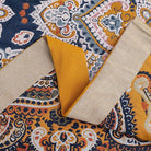 CozyNest Decor boho twin-size muslin blanket with spiral flower design, 4-layer gauze, soft cotton, ideal for sofa or bed decor.
