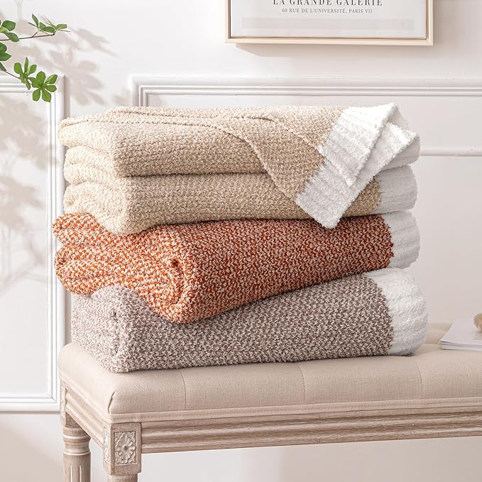CozyNest Decor MIULEE fall burnt orange throw blanket, super soft, fluffy, 60x80 inches for bed, couch, or outdoor use