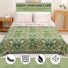 CozyNest Decor boho cotton throw blanket with floral and animal prints, large rustic quilt for king bed, sofa, or chair, all-season comfort