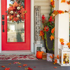 CozyNest Decor 21-inch fall wreath with maple leaves, pumpkins, and berries, perfect for front door or autumn home décor.