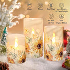 CozyNest Decor MELTONE autumn sunflower flameless candles with flickering real wax, glass design, remote control, perfect for home decor.