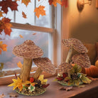 CozyNest Decor Winemana 2-pack handmade woven mushroom figurines for fall decor, rustic farmhouse table centerpiece, autumn shelf decor