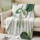 Sage green leaf throw blanket by CozyNest Decor, mid-century boho flannel design, cozy and soft for couch or bed, 50x60 inches