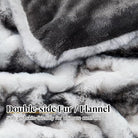 CozyNest Decor luxury faux fur bed blanket in black and white, soft plush throw for sofa, bed, or living room decor.