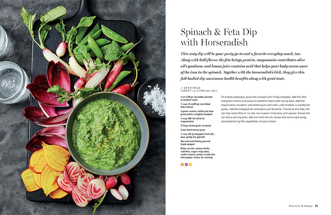 Inside view of the hardcover Everyday Healthy Cookbook by Insight Editions, showing colorful recipe pages and healthy meal photos.