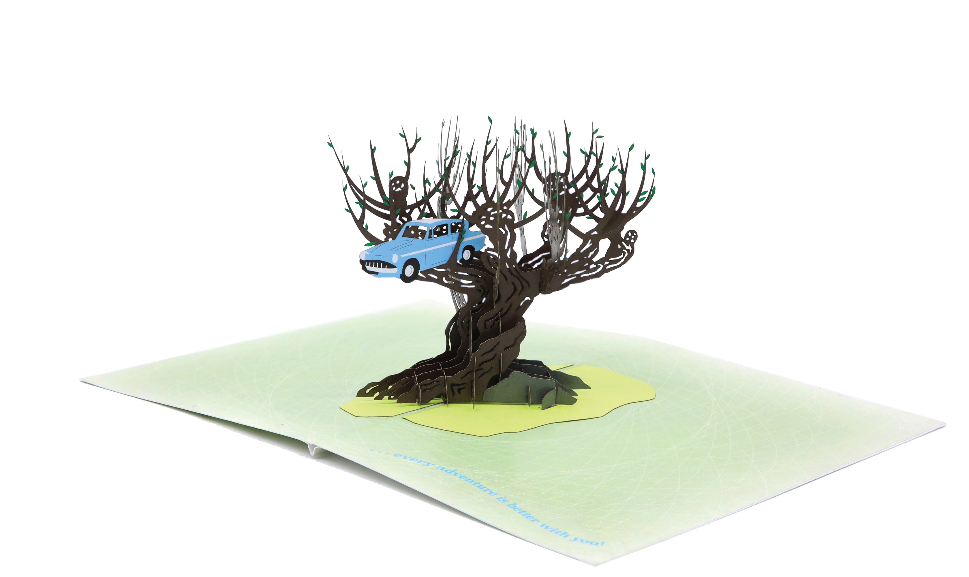 Harry Potter Whomping Willow friendship pop-up card by Insight Editions featuring detailed willow tree design on a home decor card