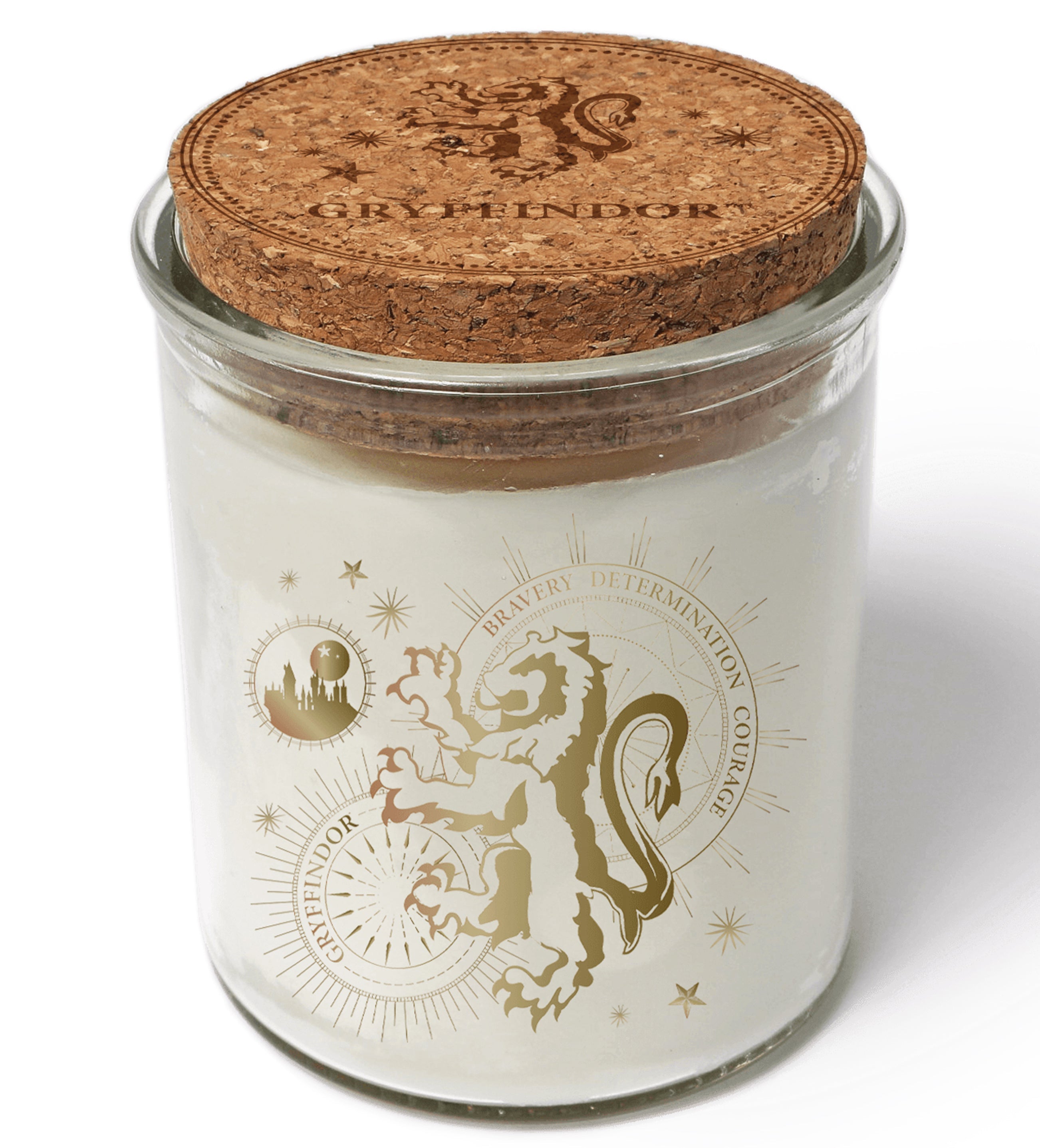 Color-changing Gryffindor candle from Harry Potter, featuring a magical design, glowing softly with warm hues.