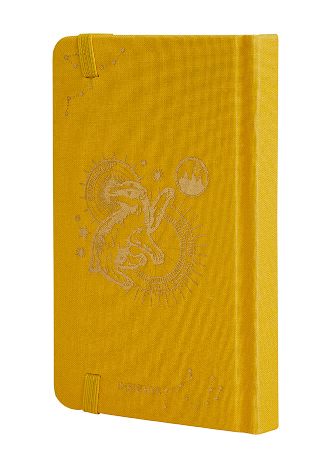 Harry Potter Hufflepuff constellation ruled pocket journal with hardcover, featuring interior pages for notes and writing.