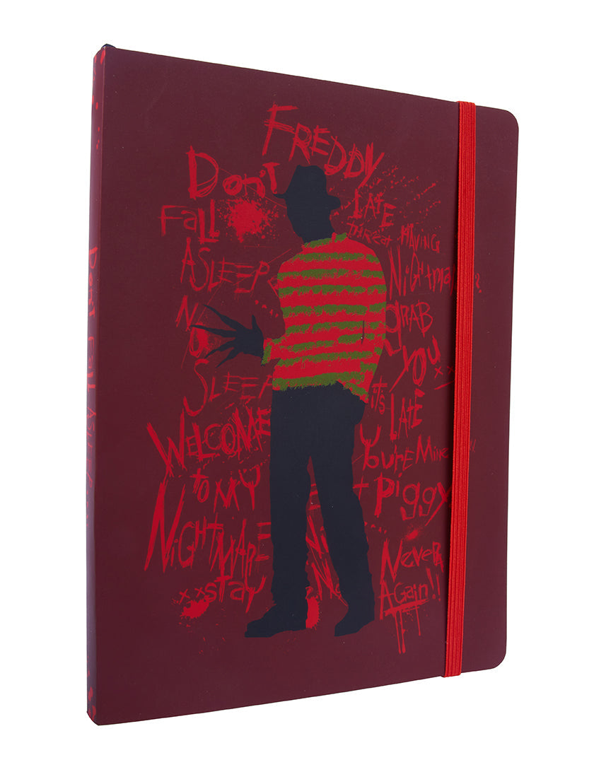 Insight Editions Nightmare on Elm Street softcover notebook with spooky horror-themed cover featuring Freddy Krueger design.