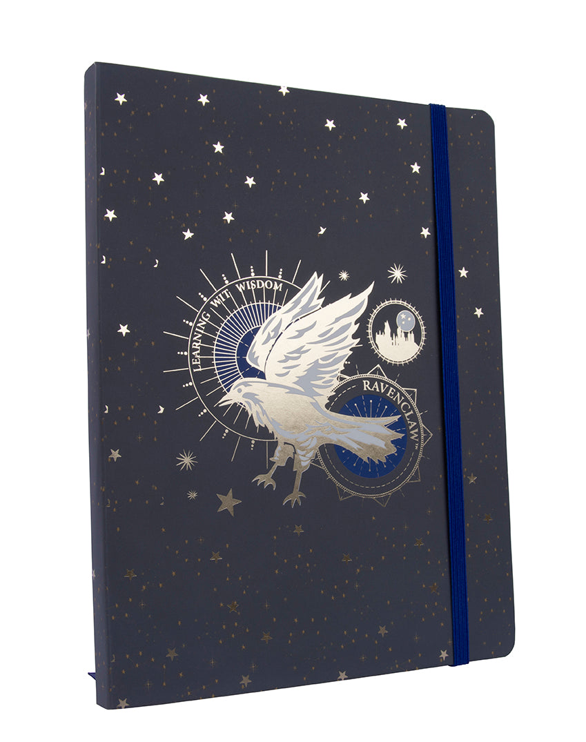 Harry Potter Ravenclaw Constellation softcover notebook with celestial design and blue cover featuring Ravenclaw emblem and stars.