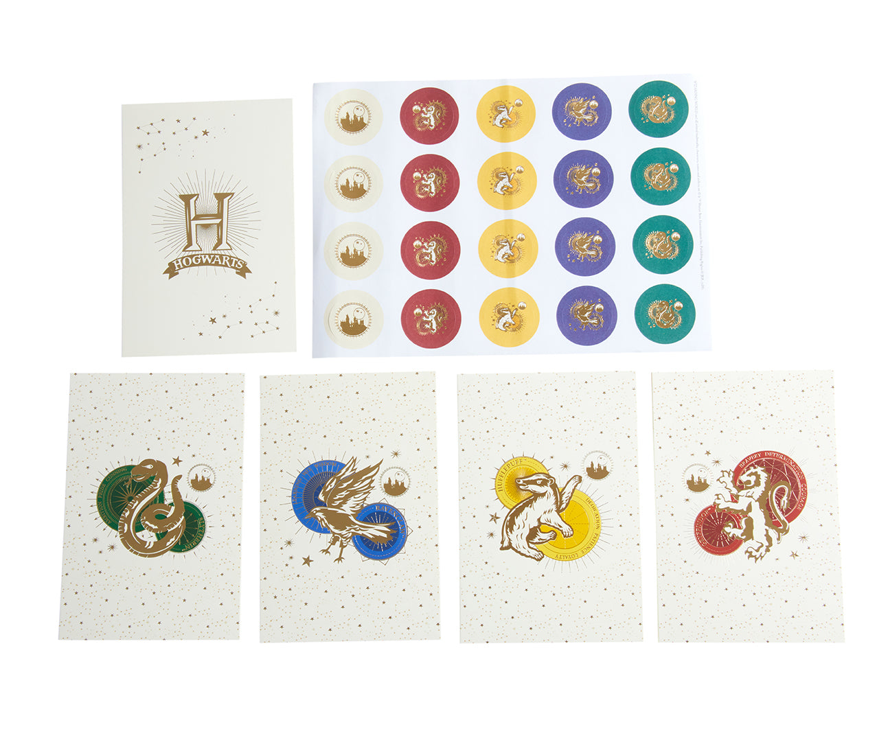 Interior view of the Harry Potter Hogwarts Constellation Card Portfolio set featuring 20 softcover cards with constellation illustrations.
