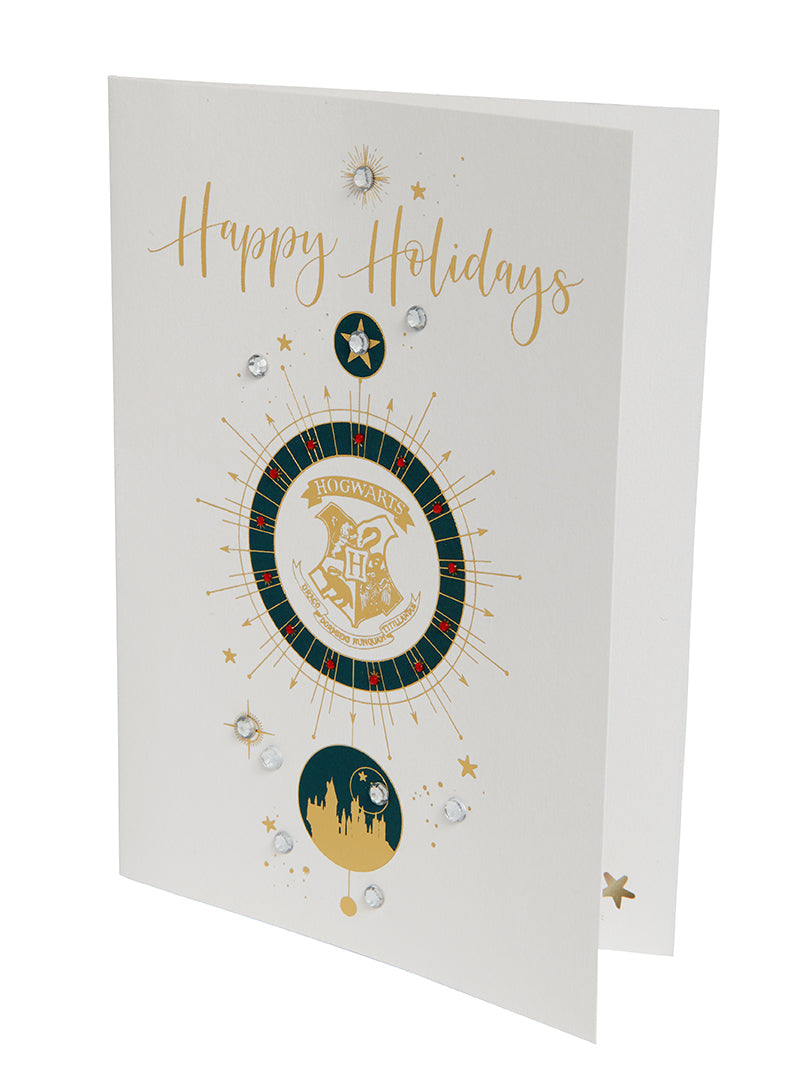 Harry Potter Hogwarts Crest holiday embellished card with detailed crest design, perfect for home décor or collectible display.