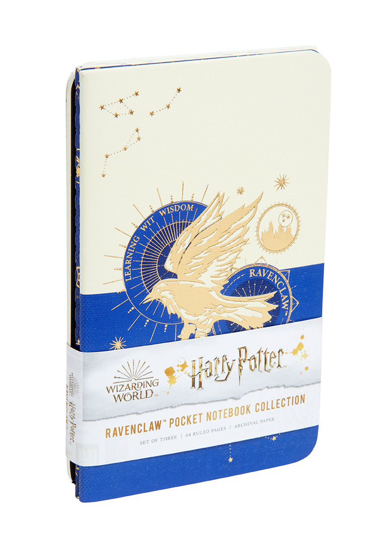Set of three Harry Potter Ravenclaw constellation softcover pocket notebooks with sewn pages by Insight Editions.