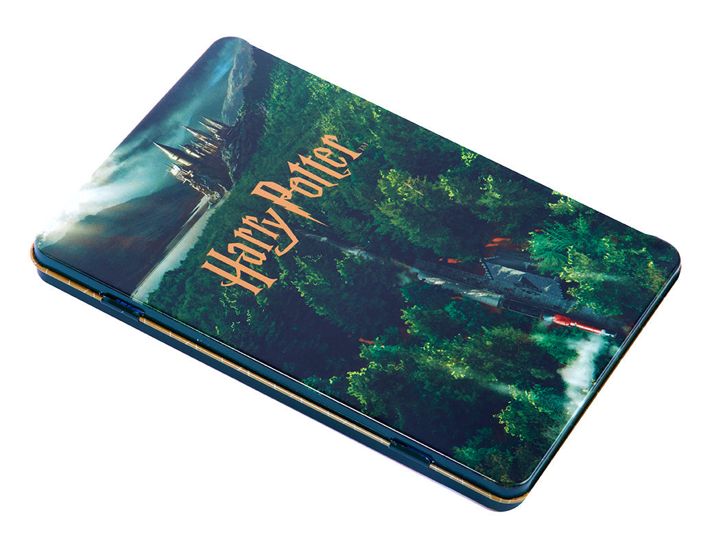 Harry Potter Hogwarts concept art postcard tin set featuring detailed illustrations from the wizarding world by Insight Editions.