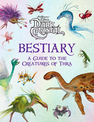 Interior view of Jim Henson's The Dark Crystal Bestiary puzzle and book set by Insight Editions, featuring detailed illustrations and pages.
