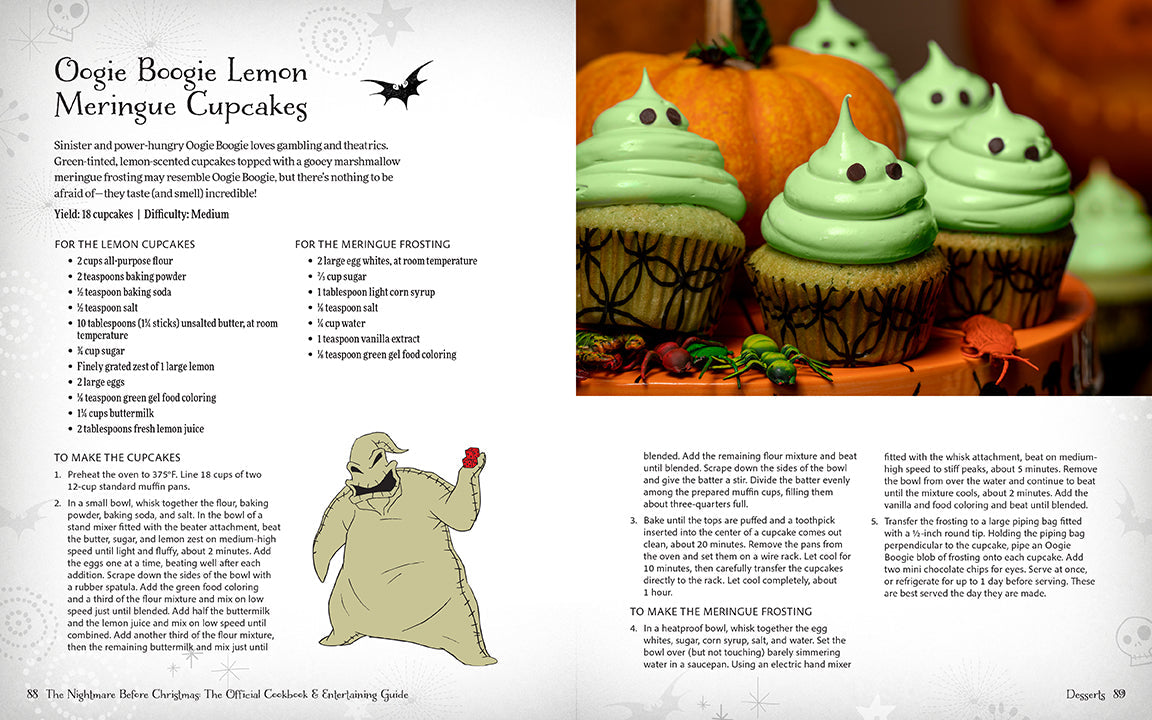 Inside view of "The Nightmare Before Christmas" official cookbook and entertaining guide hardcover by Insight Editions.