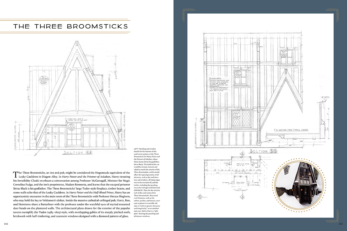 Interior of Harry Potter: The Blueprints hardcover book by Insight Editions showing detailed magical map illustrations.