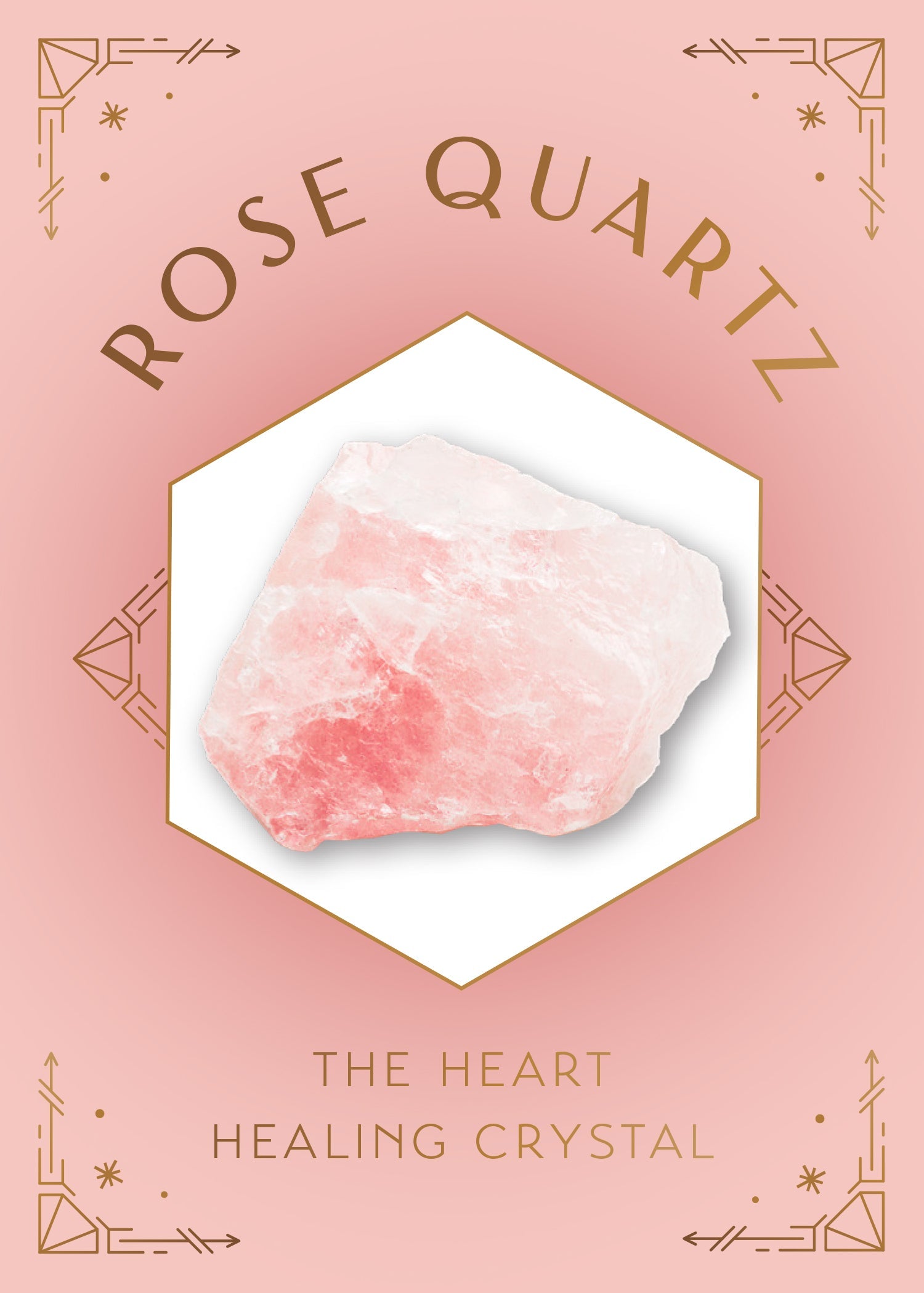 Rose quartz crystal healing scented glass candle on a wooden table, with a cozy home interior background.