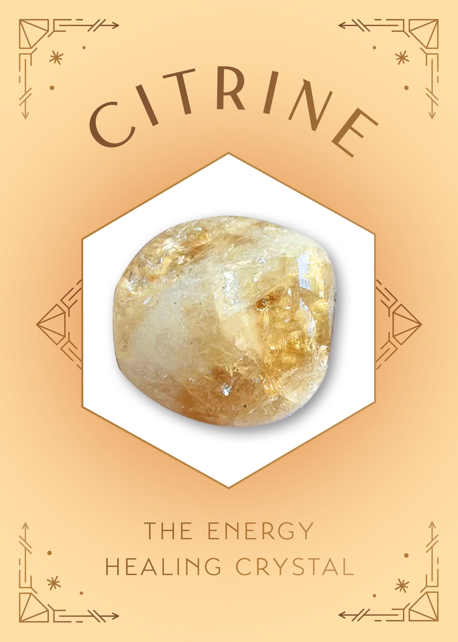 Citrine crystal healing scented glass candle in a clear glass holder, ideal for home decor and spiritual ambiance.