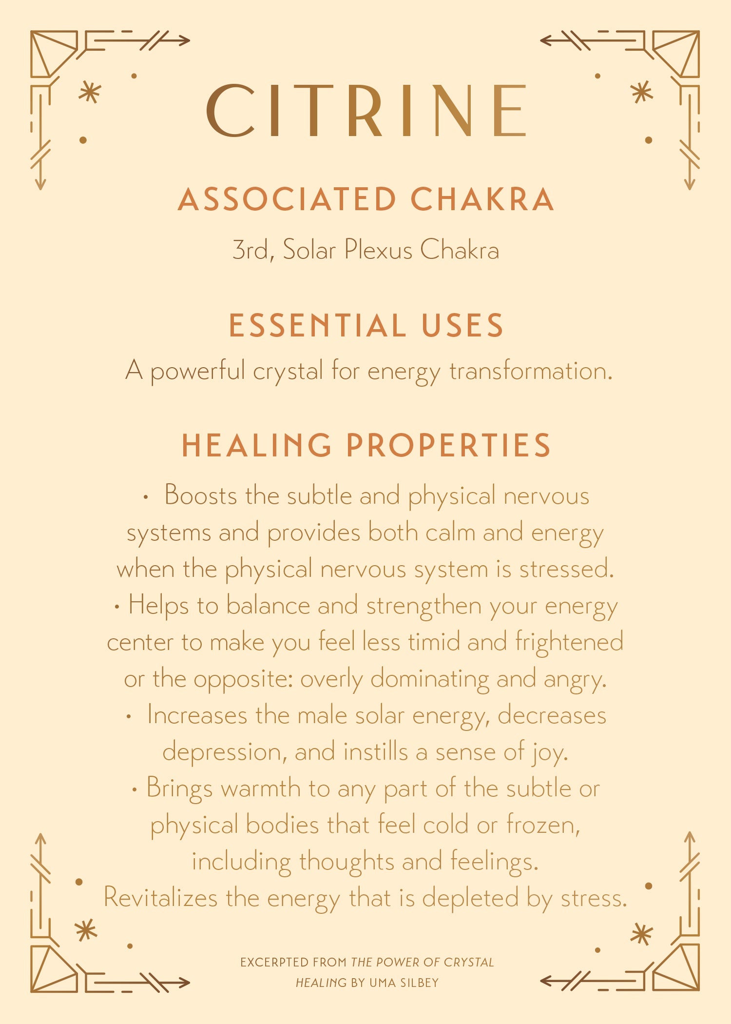 Citrine crystal healing scented glass candle in a clear jar with a lit wick, set on a decorative surface for home relaxation.