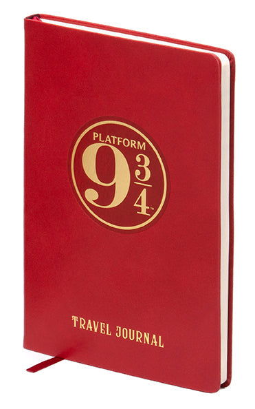 Inside view of the Harry Potter Platform 9-3/4 travel kit by Insight Editions, featuring wizard-themed accessories and packaging.