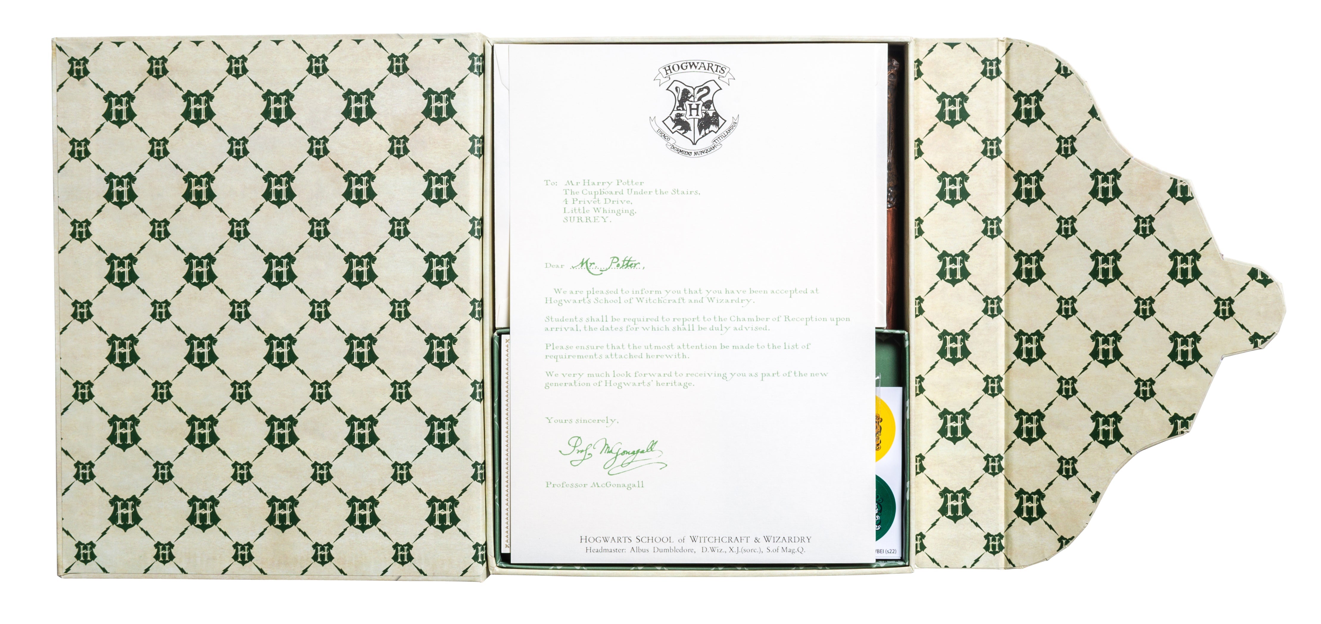 Harry Potter Hogwarts acceptance letter stationery set by Insight Editions, featuring wizard-themed writing paper and envelopes.
