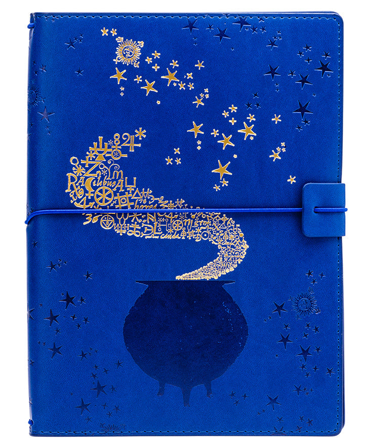 Inside view of Insight Editions Harry Potter Spells and Potions Traveler's Notebook Set with softcover design and magical illustrations.