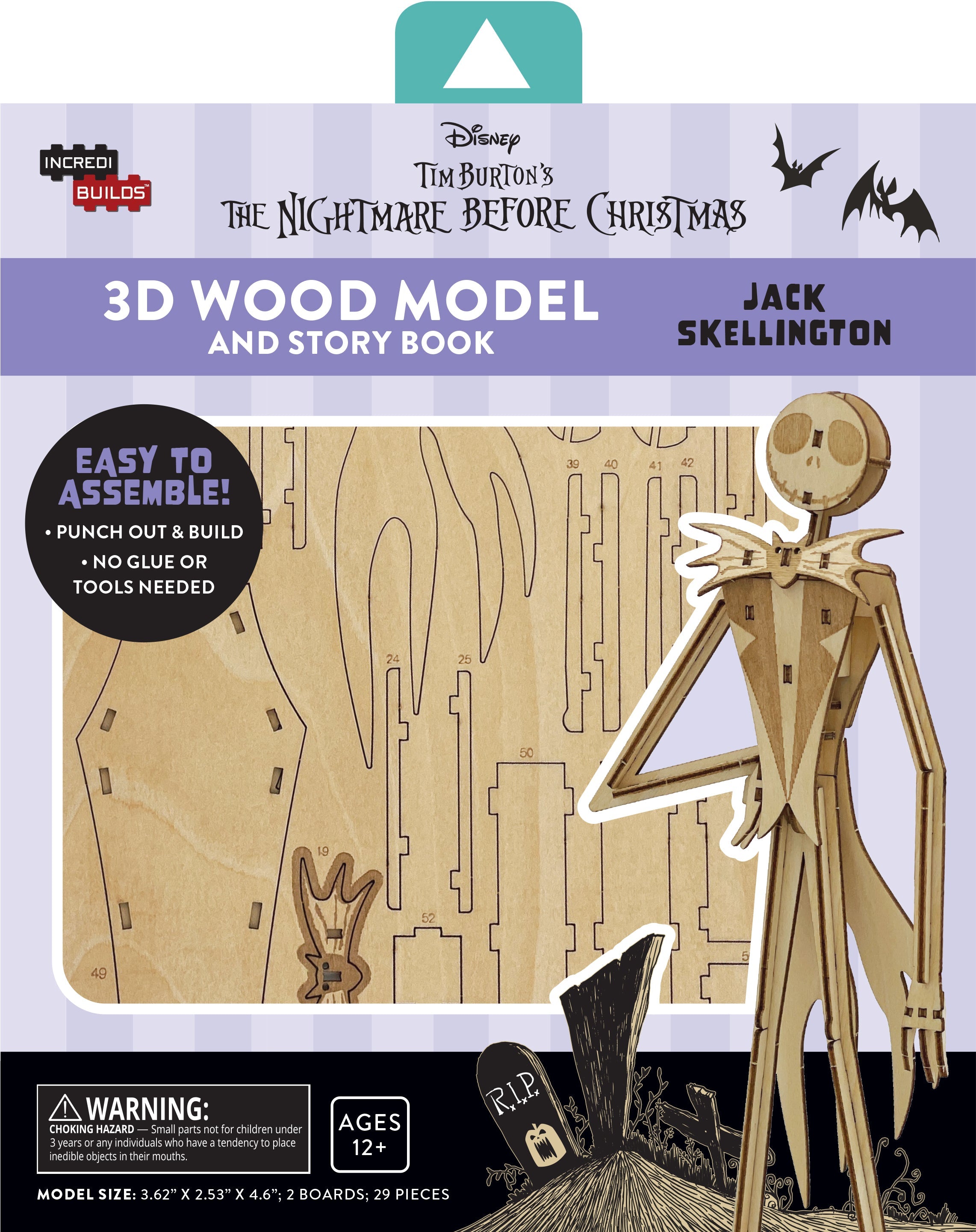 IncrediBuilds Nightmare Before Christmas Jack Skellington 3D wood model and book kit by Insight Editions, featuring Jack on the cover.