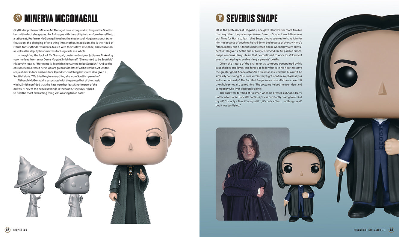 Interior of The World of Funko Harry Potter hardcover book by Insight Editions, featuring colorful illustrations and collectible content.