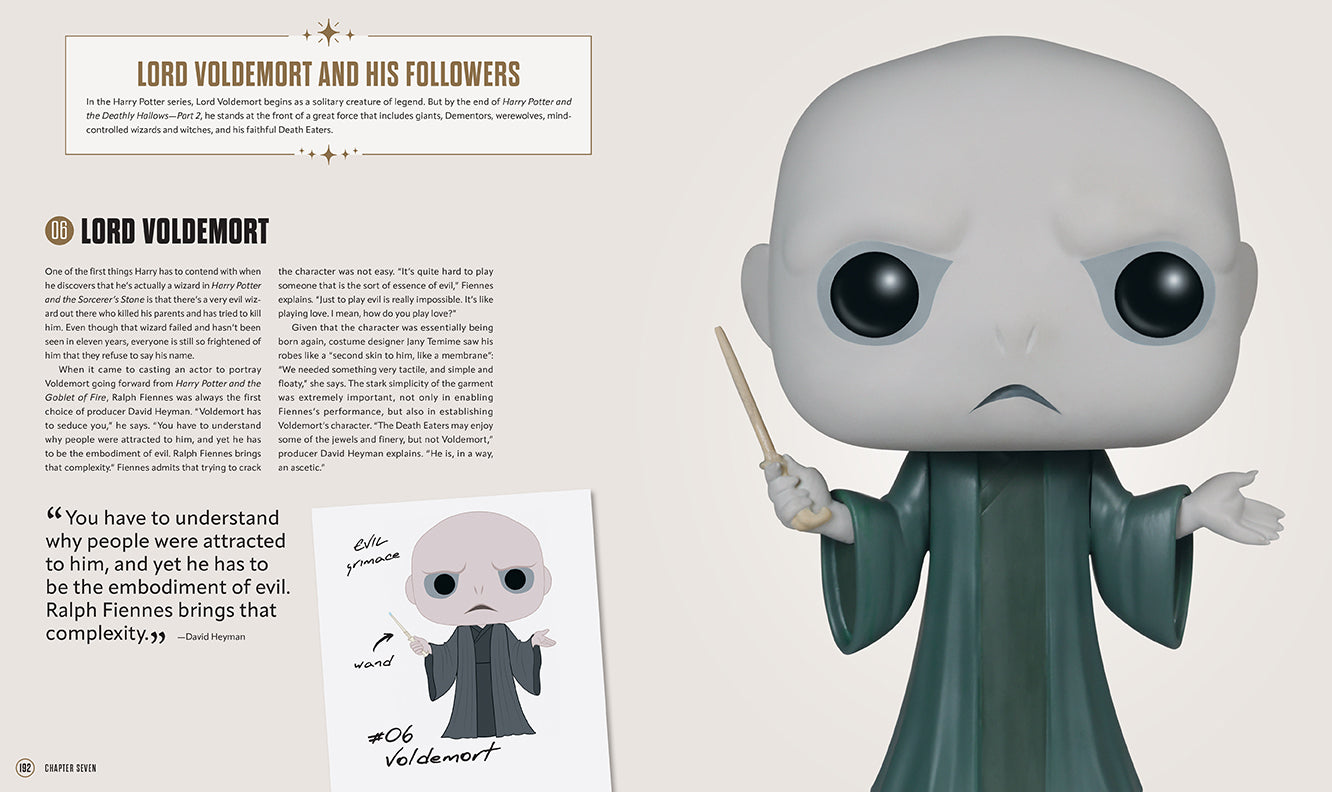 Inside view of The World of Funko Harry Potter hardcover book by Insight Editions, featuring colorful illustrations and detailed pages.