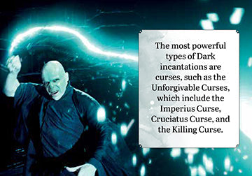 Interior of Harry Potter: The Mini Book of Dark Arts hardcover by Insight Editions, featuring dark arts illustrations and magical symbols.