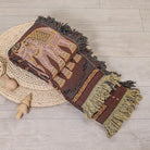 CozyNest Decor boho cotton throw blanket with tassels, elephant print, large 60x80 inch rustic bed and sofa blanket in brown.