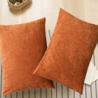 CozyNest Decor CaliTime fall throw pillow covers in burnt orange, 20x26 inches, plush chenille pillow shams for couch or bed.