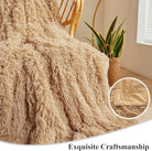 CozyNest Decor XeGe plush faux fur throw blanket in camel, 50x60 inches, fluffy microfiber velvet for sofa or bed, ultra-soft and warm.