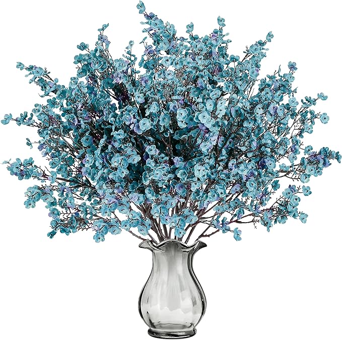 Artificial Baby's Breath flowers in blue, 15-pack by CozyNest Decor, perfect for DIY floral arrangements and fall home decor.