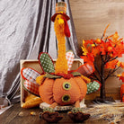 CozyNest Decor plush Thanksgiving turkey figurine, 31.5x18.5 inches, handmade stuffed sitting turkey for fall indoor home decor.