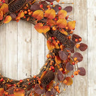 CozyNest Decor 22-inch artificial fall eucalyptus berry wreath with rustic design for front door or wall decor.