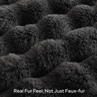 Dark grey faux fur throw blanket by CozyNest Decor, plush and warm, 50x60 inches, perfect for cozy beds or lounges.