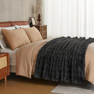 Dark grey JELLYMONI faux fur throw blanket by CozyNest Decor, plush and cozy for beds, 50x60 inches, thick and warm.