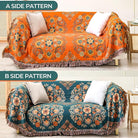 CozyNest Decor orange floral printed fall throw blanket for couch or bed, lightweight 100% cotton rustic quilt, 60x80 inches