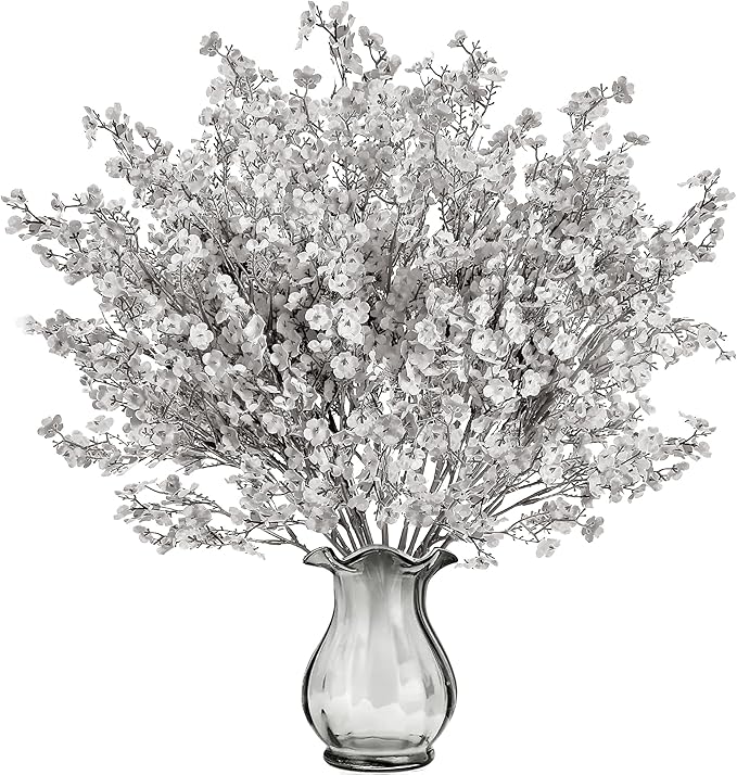 CozyNest Decor Sggvecsy 15-pack grey artificial baby's breath flowers for DIY floral arrangements, table centerpieces, fall and autumn decor