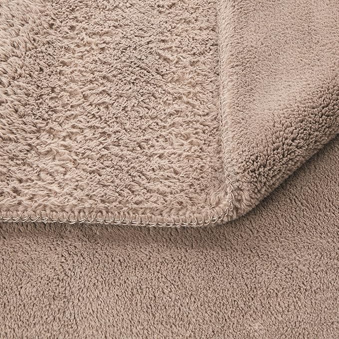 CozyNest Decor white plush fleece throw blanket, lightweight and soft, 50x70 inches in light fawn brown, perfect for couch or bed decor.